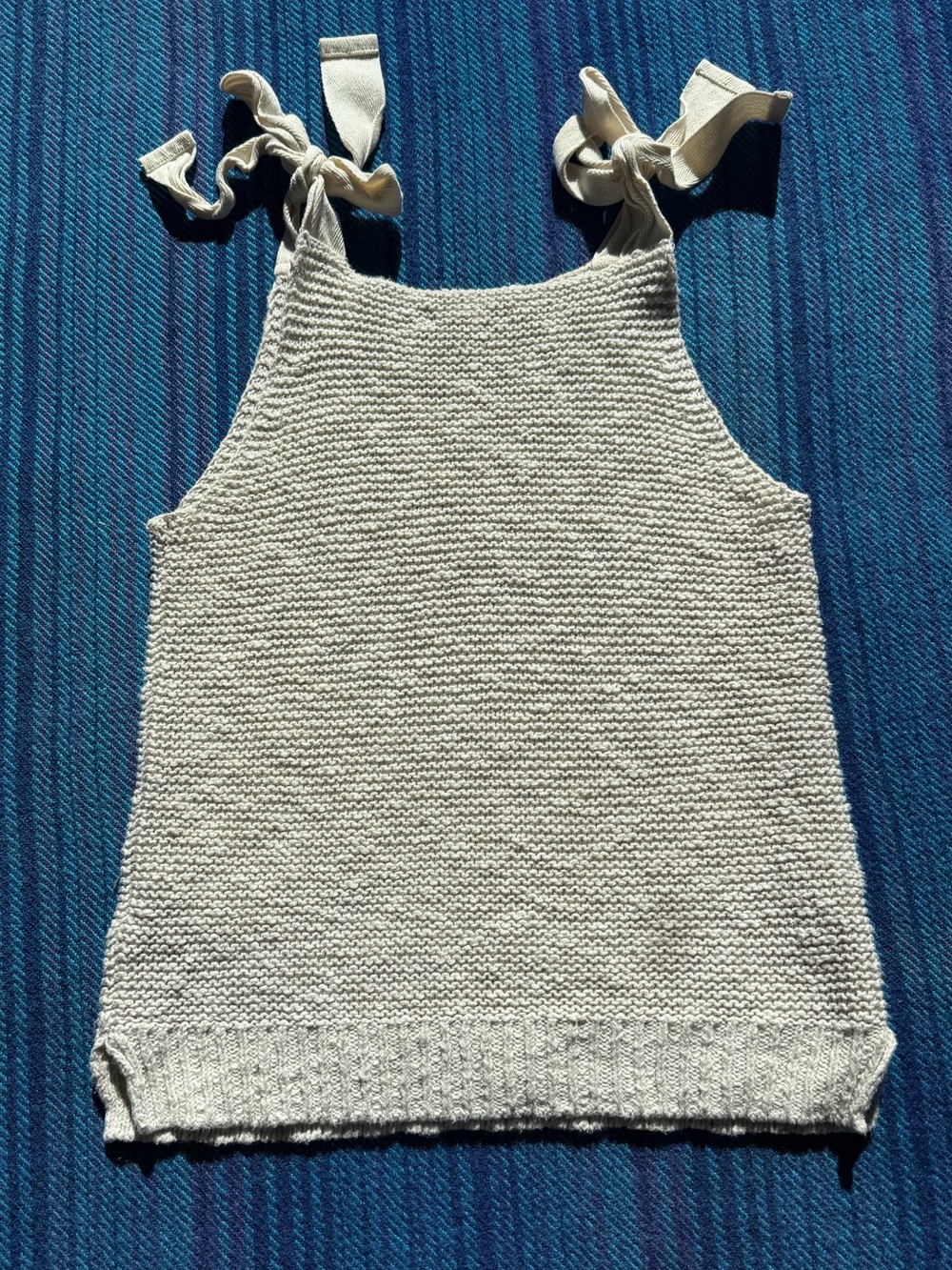 J.Crew Beige Knit Tank Top with Tie Straps - Cotton & Linen Blend
